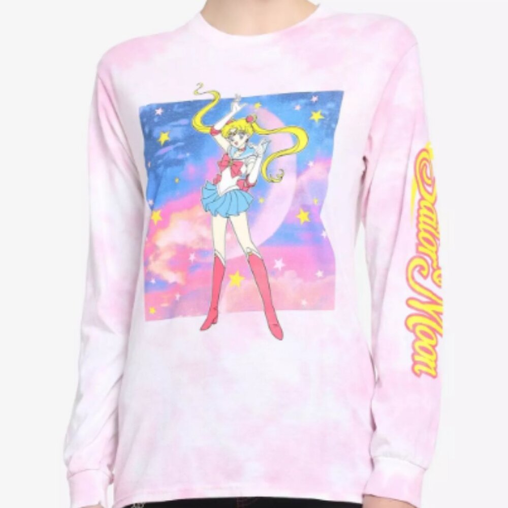 NWT Sailor Moon Pink white tie-dye long sleeve